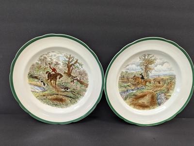 Spode England J F Herring Plates "The Last Draw" "Drawing The Dingle"
