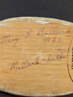 Wooden Mallard Drake Decoy Signed By Marry Ballard