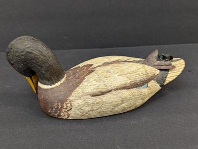 Wooden Mallard Drake Decoy Signed By Marry Ballard