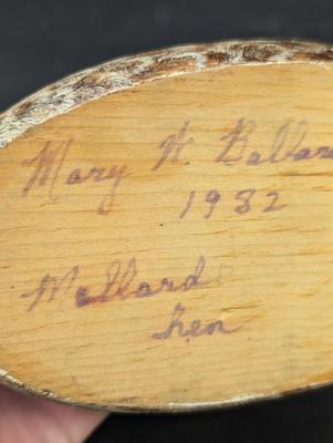Wooden Mallard Hen Decoy Signed By Marry Ballard