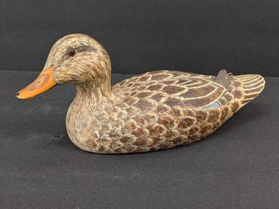 Wooden Mallard Hen Decoy Signed By Marry Ballard