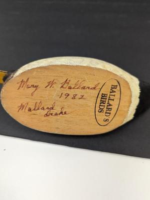 Wooden Mallard Drake Decoy Signed By Marry Ballard