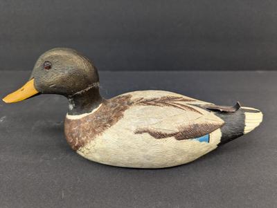 Wooden Mallard Drake Decoy Signed By Marry Ballard