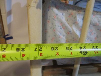 Vintage Solid Wood 1950's Doll Crib & Vintage Dolls