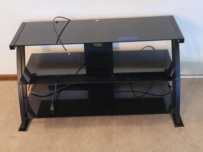 Glass shelved TV stand entertainment center