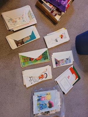 Lot of unused cards/envelopes for every occasion and gift bags boxes