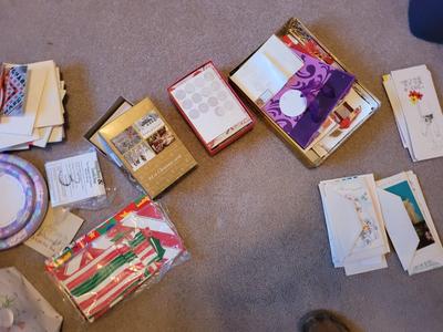 Lot of unused cards/envelopes for every occasion and gift bags boxes