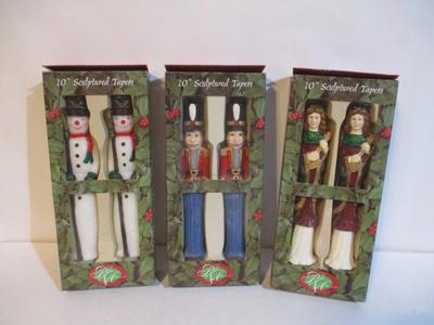 New Robert Alan Candle Company 10" Christmas Tapered Candles Musician Angels Nutcrackers & Snowmen