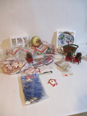 New Assortment Of Holiday Decorations Gingerbread Village Ornaments Sleighs #196