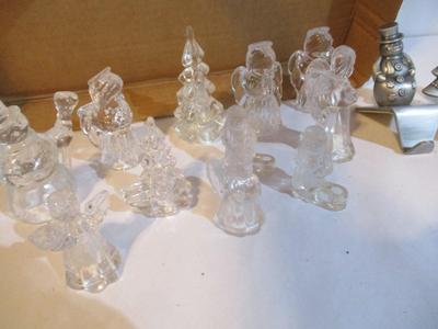 Biedermann Glass Candle Holders & Snowman/Christmas Tree Stocking Holders