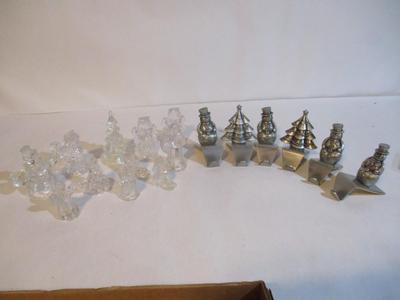 Biedermann Glass Candle Holders & Snowman/Christmas Tree Stocking Holders