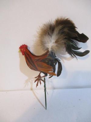 8 - New Vintage Feathered Bird Rooster Christmas Tree Ornaments