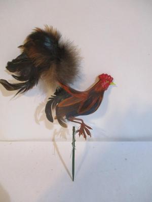 8 - New Vintage Feathered Bird Rooster Christmas Tree Ornaments