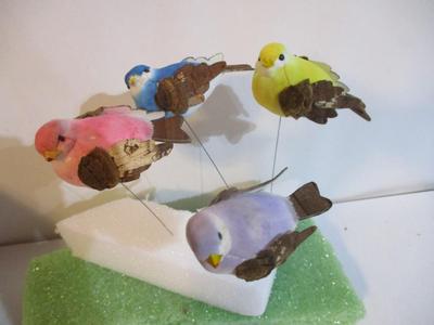 12 - New Vintage Feathered Bird Christmas Tree Ornaments