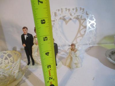 Vintage Bride & Groom Wedding Cake Toppers & Vintage Lefton China 25th Silver Anniversary Set