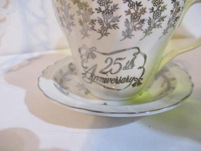 Vintage Bride & Groom Wedding Cake Toppers & Vintage Lefton China 25th Silver Anniversary Set