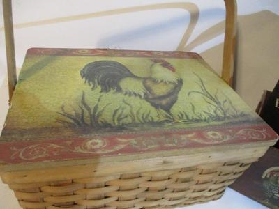 New Rooster Tin Pitcher & Rooster Metal Nesting Boxes & Basket