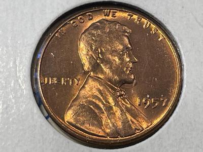 1957-P "BIE" VARIETY BU RED CONDITION LINCOLN CENT AS PICTURED. FREE DOMESTIC SHIPPING.