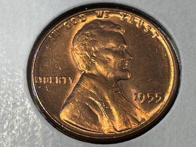 1955/55 POORMAN'S DOUBLE DIE VARIETY BU RED CONDITION LINCOLN CENT AS PICTURED. FREE DOMESTIC SHIPPING.