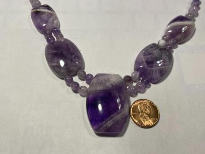 DTR/Jay King New Never Worn Amethyst Quartz Bead & Chunks 20-22" Adjustable Necklace w/Sterling Silver Clasp & Chain as...