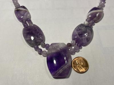 DTR/Jay King New Never Worn Amethyst Quartz Bead & Chunks 20-22" Adjustable Necklace w/Sterling Silver Clasp & Chain as...