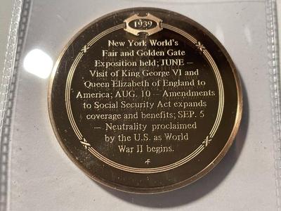 1939 U.S. NEUTRALITY PROCLAIMED FRANKLIN MINT PROOF BRONZE MEDAL (MEDAL #45). FREE DOMESTIC SHIPPING.