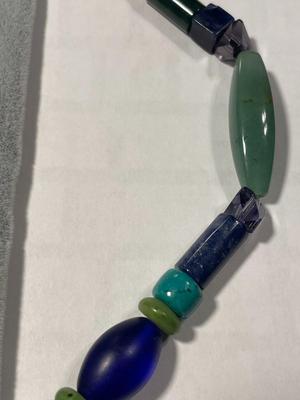 Vintage "Jeremy Gicker" Designer (2007 Dated & Signed) Hand Made Unique Sterling Silver 20" Lapis/Jade/Etc Stones...