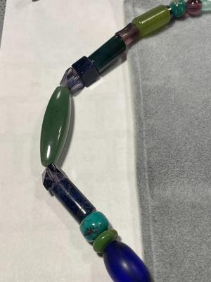 Vintage "Jeremy Gicker" Designer (2007 Dated & Signed) Hand Made Unique Sterling Silver 20" Lapis/Jade/Etc Stones...