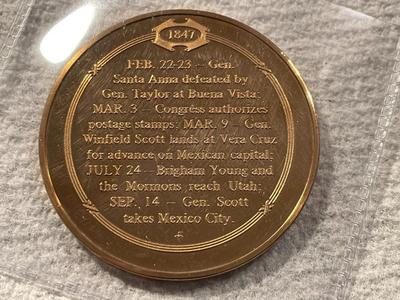 1847 U.S. FORCES OCCUPY MEXICO CITY FRANKLIN MINT PROOF BRONZE MEDAL (MEDAL #31). FREE DOMESTIC SHIPPING.