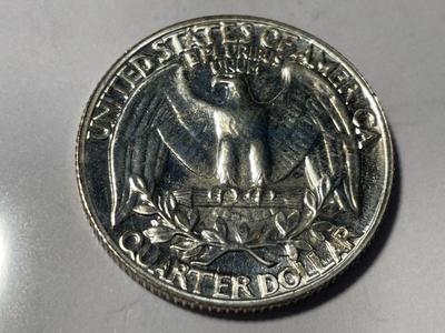 1957 PROOF CONDITION WASHINGTON SILVER QUARTER AS PICTURED. FREE DOMESTIC SHIPPING.