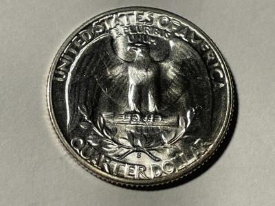 1944-S BRILLIANT UNCIRCULATED CONDITION WASHINGTON SILVER QUARTER AS PICTURED. FREE DOMESTIC SHIPPING.