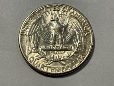 1944-P AU 58 CONDITION WASHINGTON SILVER QUARTER AS PICTURED. FREE DOMESTIC SHIPPING.