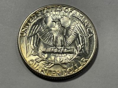 1941-P AU 58 CONDITION WASHINGTON SILVER QUARTER AS PICTURED. FREE DOMESTIC SHIPPING.