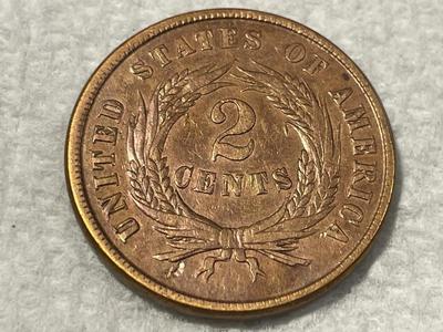 1864 NICE CIRCULATED CONDITION CLEANED TWO CENT PIECE TYPE COIN AS PICTURED. FREE DOMESTIC SHIPPING.