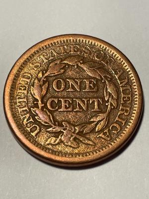 1853 HEAVILY CIRCULATED CONDITION U.S. LARGE CENT AS PICTURED. FREE DOMESTIC SHIPPING.