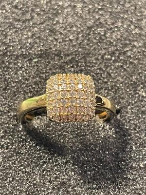 New Never Worn Dainty Gold-toned/Sterling Silver .925 Cocktail Style CZ Ring Size-5 as Pictured. FREE DOMESTIC SHIPPING.