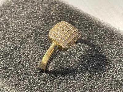 New Never Worn Dainty Gold-toned/Sterling Silver .925 Cocktail Style CZ Ring Size-5 as Pictured. FREE DOMESTIC SHIPPING.