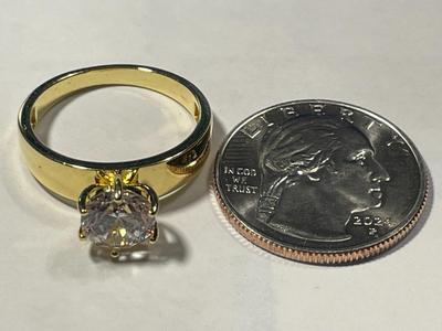 New Never Worn Designer "YGI" Gold-toned Sterling Silver .925 Engagement Style CZ Ring Size-9 as Pictured. FREE DOMESTIC SHIPPING.