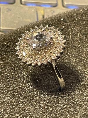 New Never Worn Designer Sterling Silver .925 Cocktail CZ's Ring Size-9 as Pictured. FREE DOMESTIC SHIPPING.