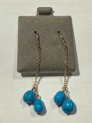 New Never Worn Nabco 14k Turquoise Dangling Earrings as Pictured. FREE DOMESTIC SHIPPING.