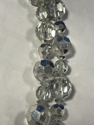 Vintage Double Strand Clear Crystal Bead Necklace 18-20" Long in VG Preowned Condition as Pic'd.