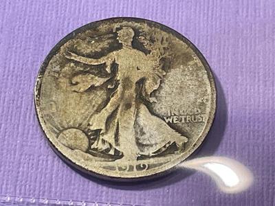 1919-D Good Condition Walking Liberty Silver Half Dollar as Pictured.