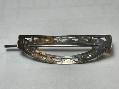 Vintage Large Sterling Silver TAXCO Jewelry Hair Bun Barrette Hair Holder in VG Preowned Condition. FREE DOMESTIC SHIPPING.