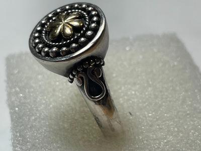 Designer Doug Paulus DP 18K & Gold Sterling Silver 925 Cocktail Ring in VG Preowned Condition. (Ring Size-9).