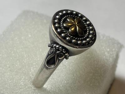 Designer Doug Paulus DP 18K & Gold Sterling Silver 925 Cocktail Ring in VG Preowned Condition. (Ring Size-9).