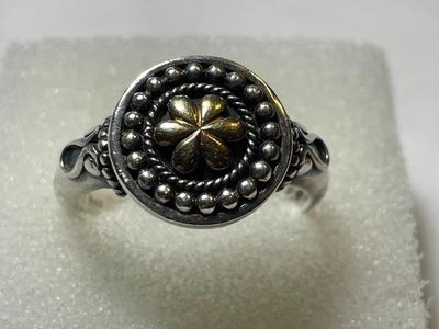 Designer Doug Paulus DP 18K & Gold Sterling Silver 925 Cocktail Ring in VG Preowned Condition. (Ring Size-9).