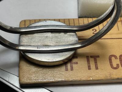 Vintage Southwest Sterling Silver Heavy Gauge Cuff Bracelet 43.8 Grams w/Bezel Set Lava Stone as Pictured.