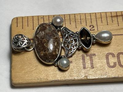 Vintage Sterling Silver .925 Bezel Set Pendant Preowned from an Estate as Pic'd.