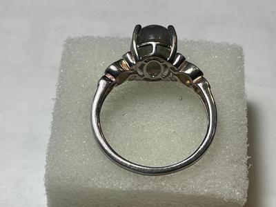 Vintage Sterling Silver .925 Fashion Moon Stone Like Ring Size-10 in Good Preowned Condition as Pic'd.