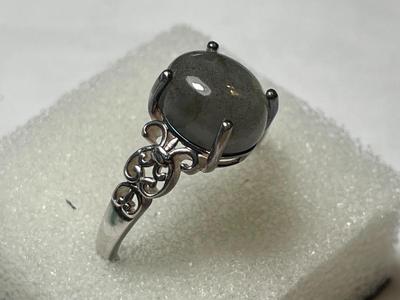 Vintage Sterling Silver .925 Fashion Moon Stone Like Ring Size-10 in Good Preowned Condition as Pic'd.